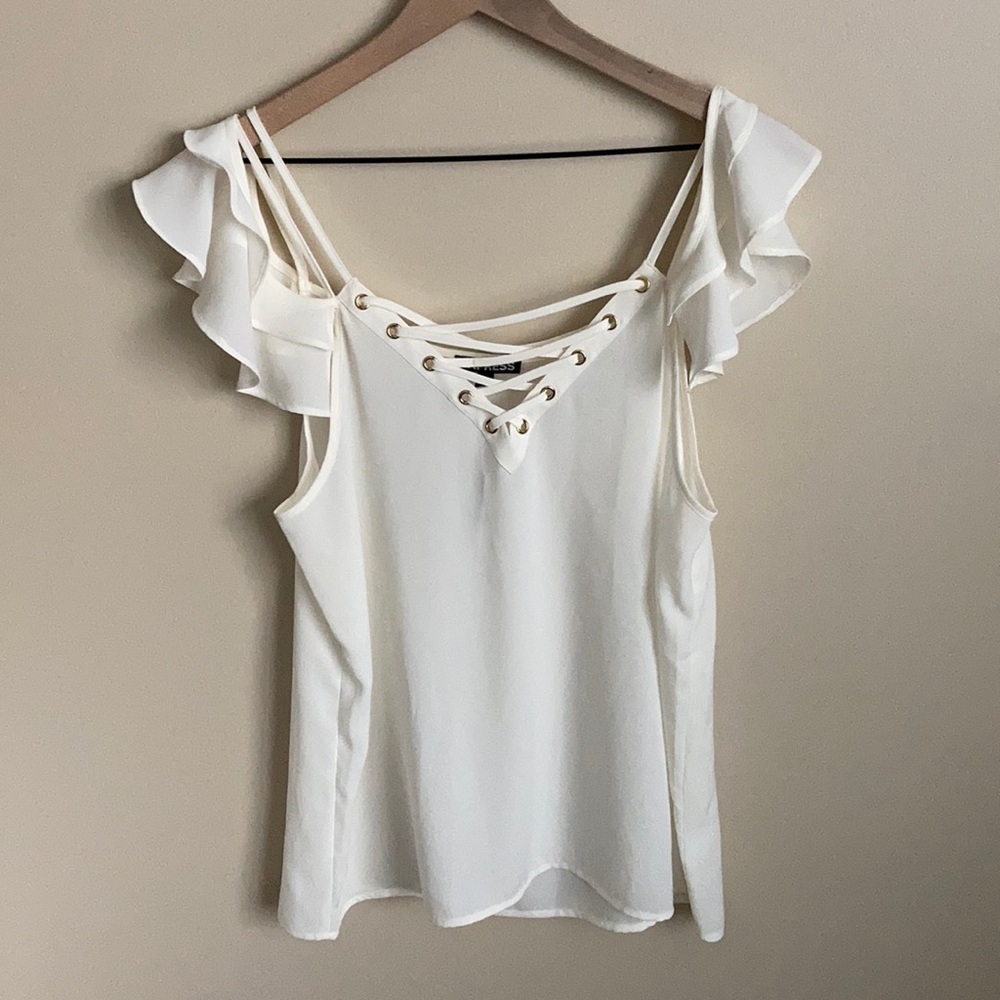 Express White Sheer Top size M